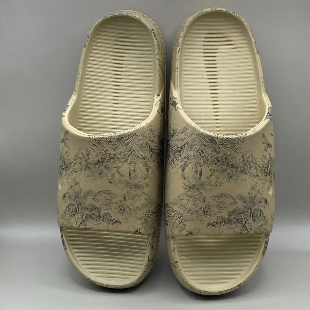 Nike Calm Slide Print Parachute Beige Brown, Anthracite Shoes Men 9 Womens 10
